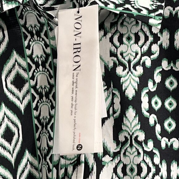 Foxcroft Shirt Womens M Black Mixed Print Non Iron Button Down Career Office - Picture 4 of 8